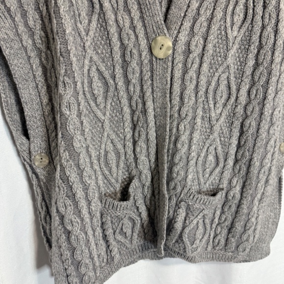 Vintage Arancrafts Ireland Heathered Gray Chunky Knit Poncho Cardigan Size M/L - Picture 3 of 9